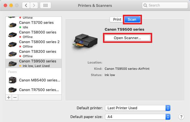 scan for printers on mac